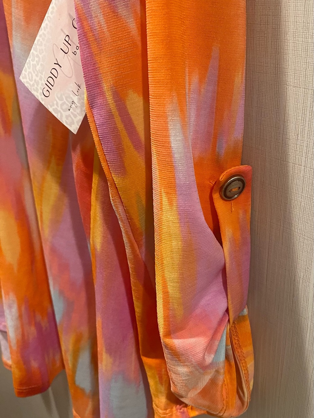 Dear Scarlett Orange Multi-Brushstroke V-Neck Blouse - Picture 4 of 4